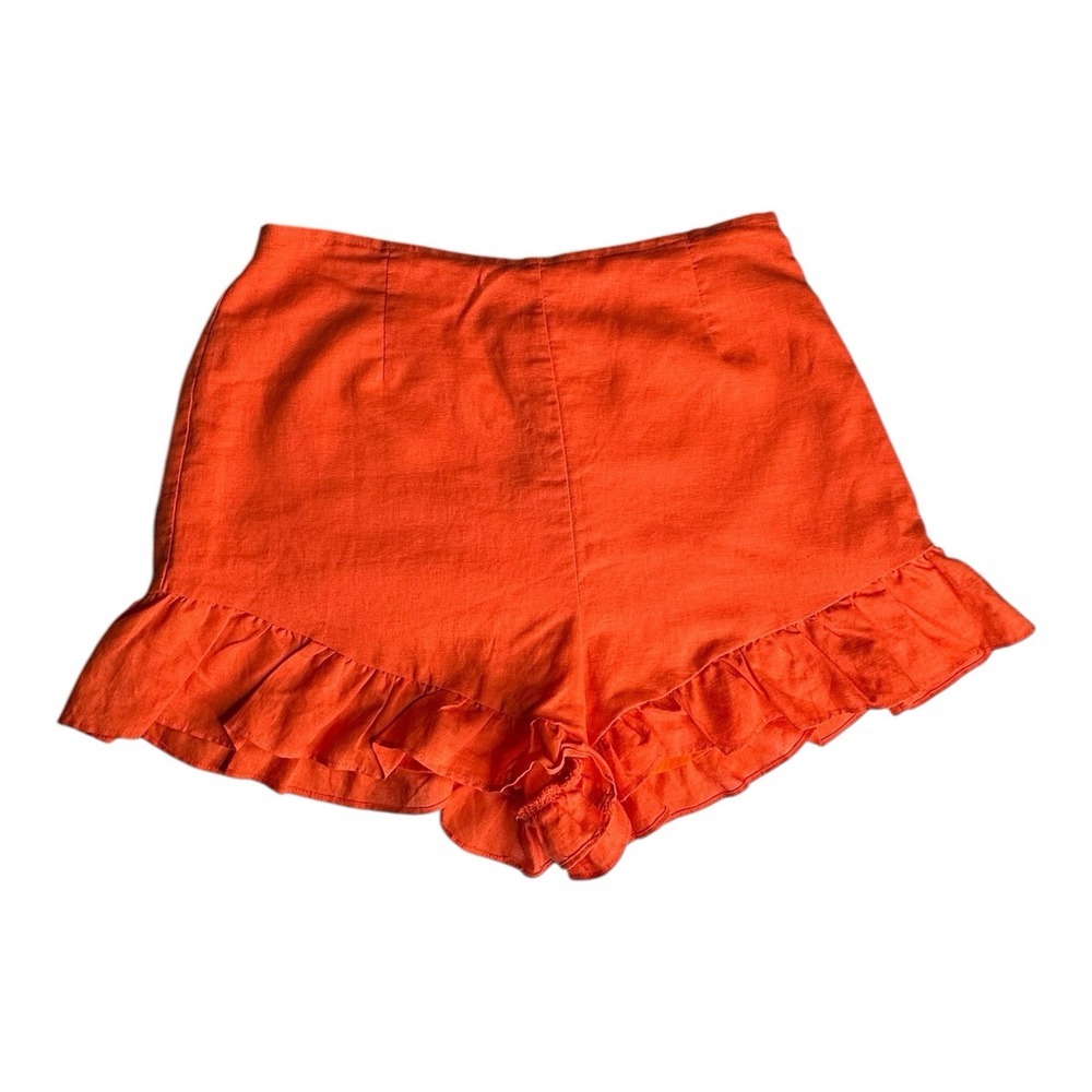 Lost +‎ Wander Anthropologie  Sz S Ruffle Hem Linen rayon Lined Shorts New/tag